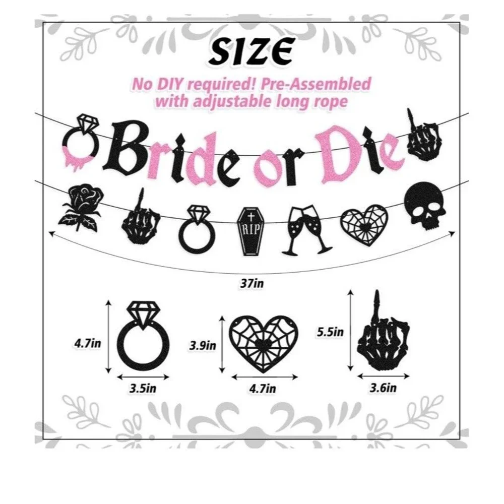 Bride or Die Banner Bachelorette Wedding Party Decor Bridal Show (Pics Similar)